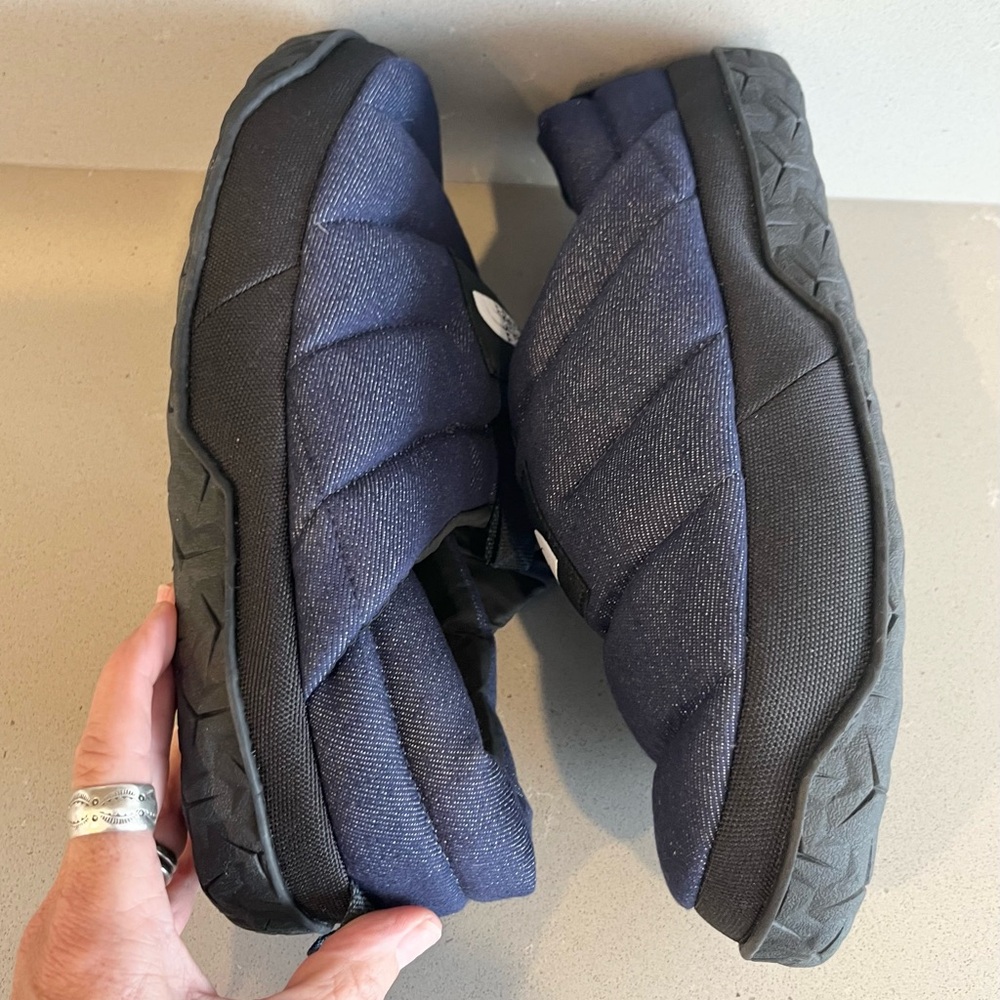 NEW The North Face Men's Nuptse Mule Slippers Shoes Dark Denim TNF Black Size 10 - Picture 9 of 13